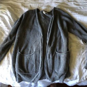 grey cardigan